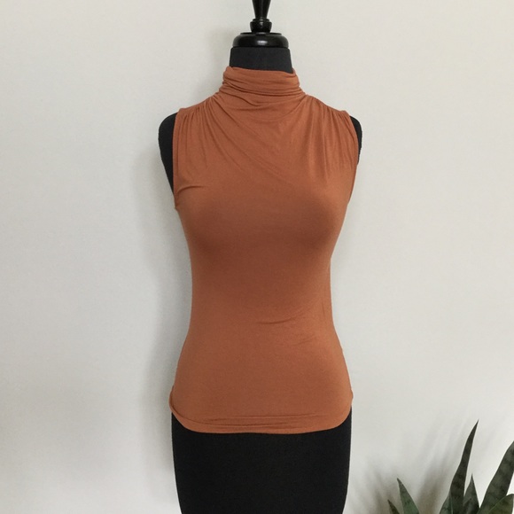 Free People Tops - SOLD 💕 Free People Orange Sleeveless Fitted Turtleneck